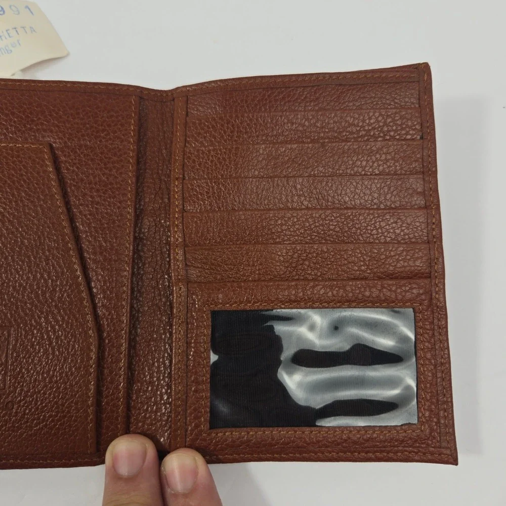Vintage Pfaffco Vachetta Ginger Pebbled Leather Passport Wallet Bifold Bolivia